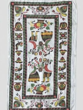 Vintage Pennsylvania Dutch Folk Art Linen Tea Towel | Americana Farmhouse